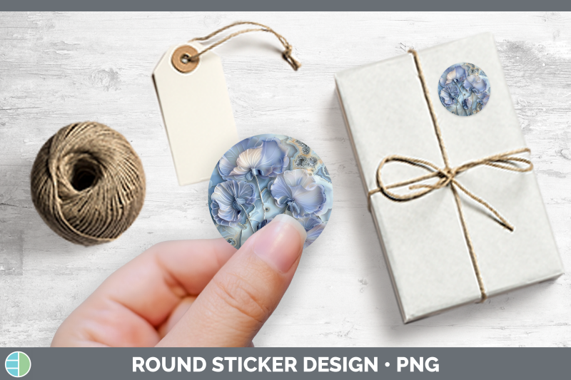 3d-agate-flowers-sweet-pea-stickers-round-labels-designs
