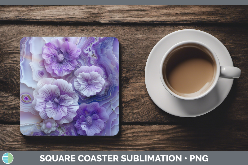 violet-square-coaster-3d-agate-flowers-sublimation-drink-mat