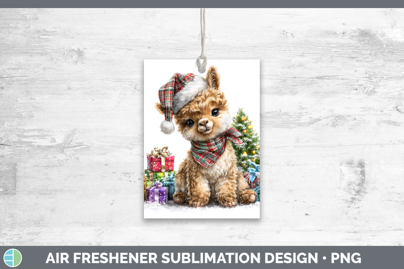 llama-air-freshener-farm-christmas-santa-sublimation-car-sce