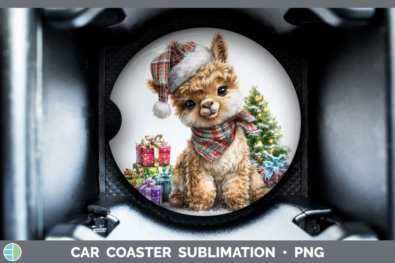 llama-car-coaster-farm-christmas-santa-sublimation-drink-mat