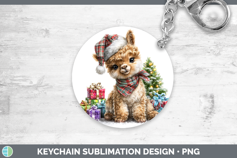 llama-keychain-farm-christmas-santa-sublimation-keyring-desi