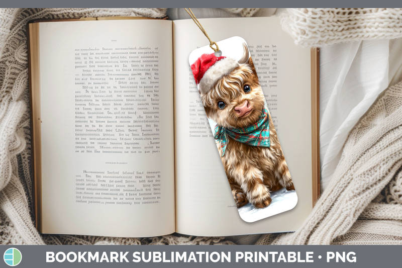 highland-cow-bookmark-farm-christmas-santa-sublimation-print