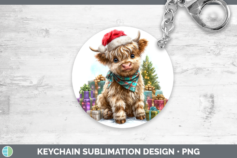 highland-cow-keychain-farm-christmas-santa-sublimation-keyri