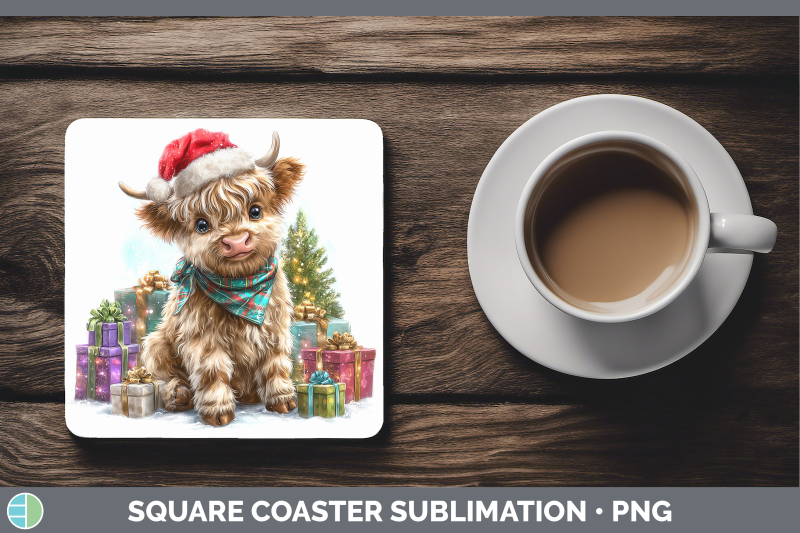 highland-cow-square-coaster-farm-christmas-santa-sublimation