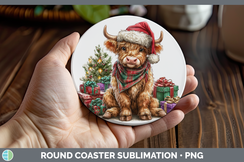 bull-round-coaster-farm-christmas-santa-sublimation-coaster