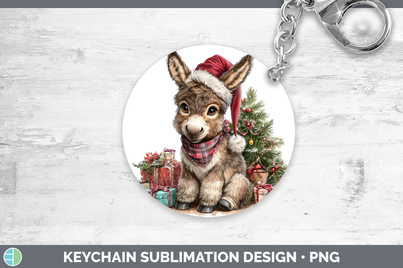 donkey-keychain-farm-christmas-santa-sublimation-keyring-des