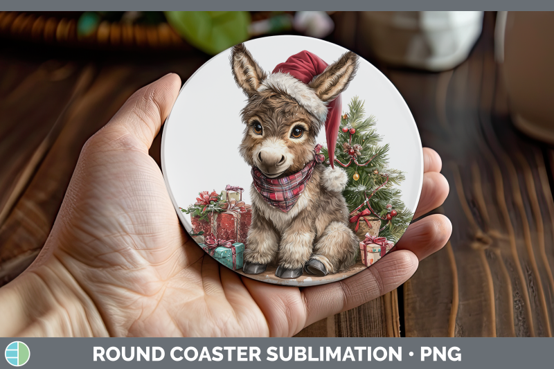 donkey-round-coaster-farm-christmas-santa-sublimation-coaste