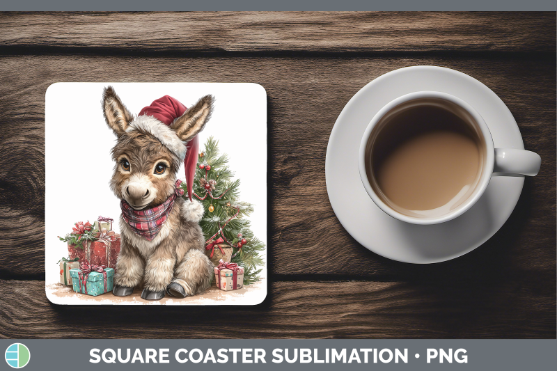 donkey-square-coaster-farm-christmas-santa-sublimation-drink