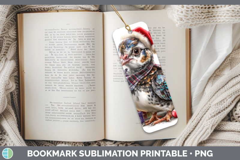 guinea-hen-bookmark-farm-christmas-santa-sublimation-printab