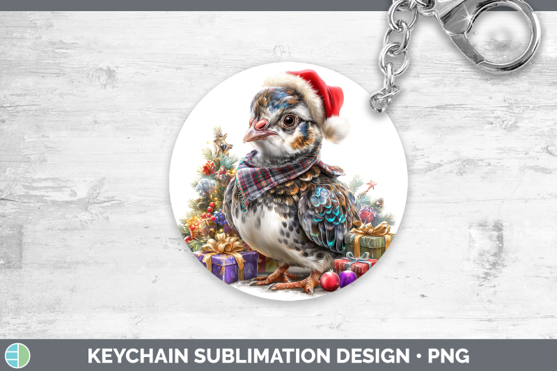 guinea-hen-keychain-farm-christmas-santa-sublimation-keyring