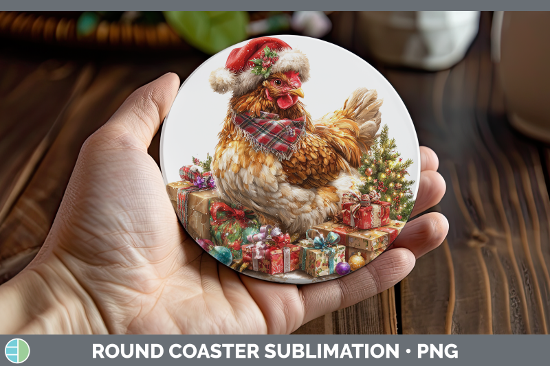 chicken-round-coaster-farm-christmas-santa-sublimation-coast