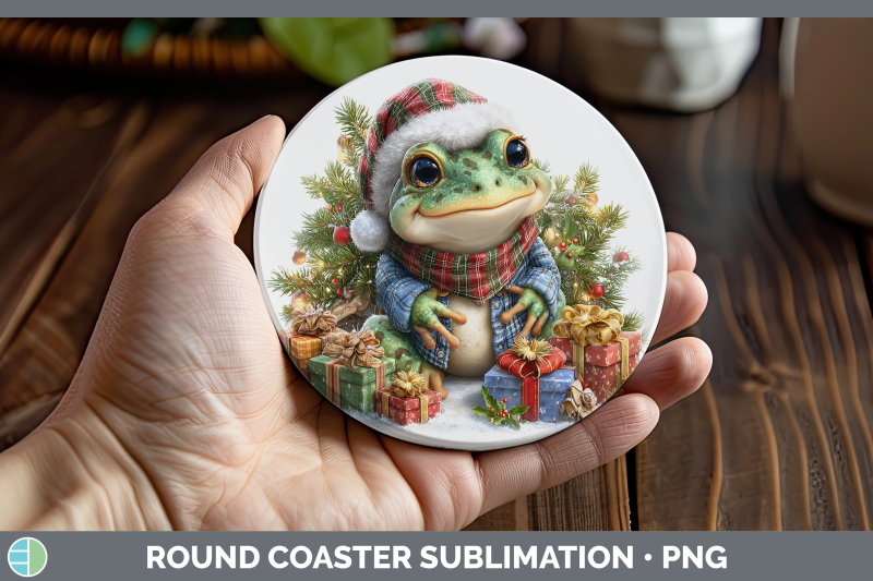 bullfrog-round-coaster-farm-christmas-santa-sublimation-coas