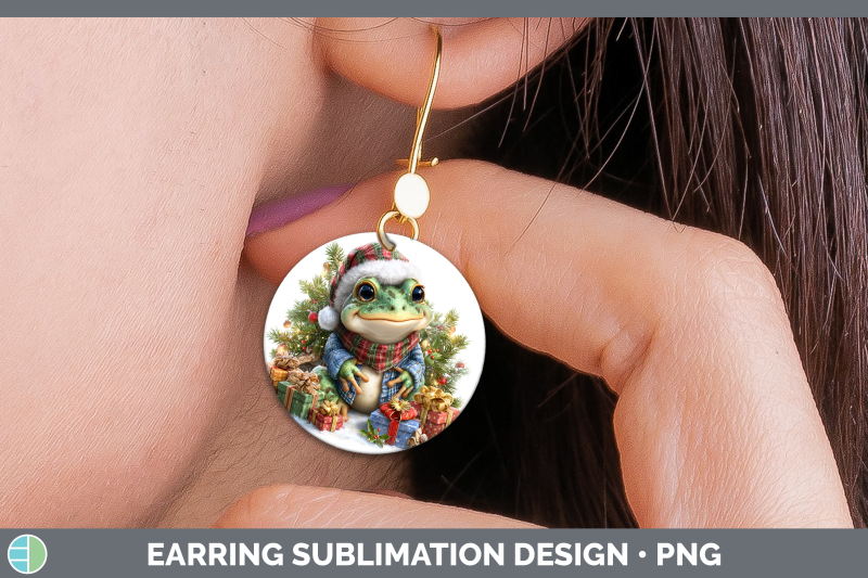 bullfrog-round-earrings-farm-christmas-santa-sublimation-ear