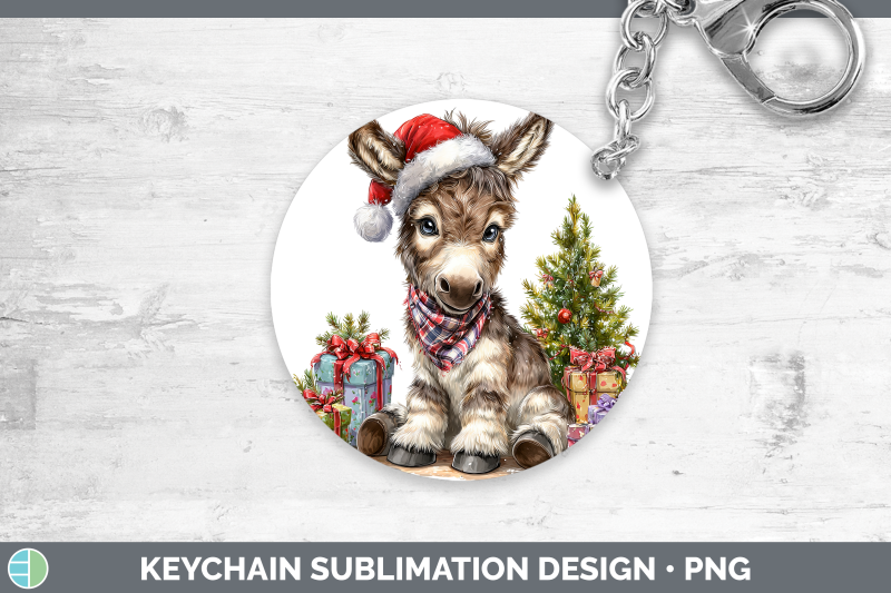 mule-keychain-farm-christmas-santa-sublimation-keyring-desig