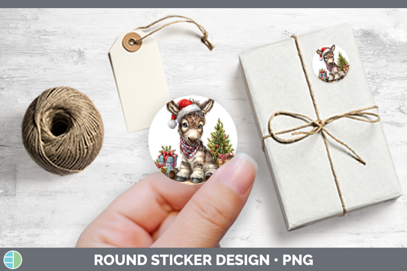 farm-christmas-santa-mule-stickers-round-labels-designs