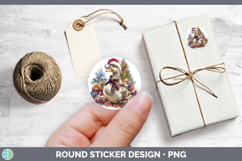 farm-christmas-santa-goose-stickers-round-labels-designs