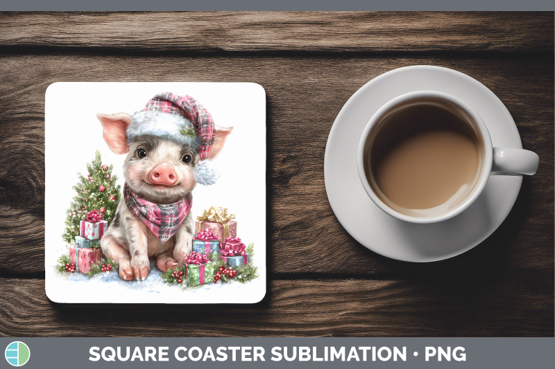 pig-square-coaster-farm-christmas-santa-sublimation-drink-ma