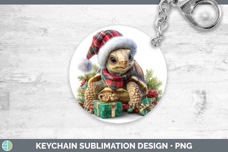 tortoise-keychain-farm-christmas-santa-sublimation-keyring-d