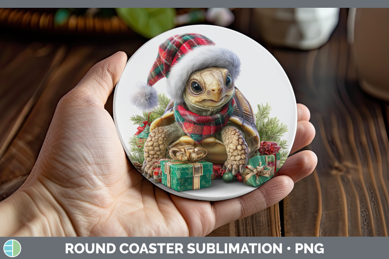 tortoise-round-coaster-farm-christmas-santa-sublimation-coas