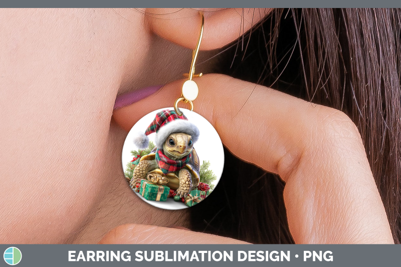 tortoise-round-earrings-farm-christmas-santa-sublimation-ear
