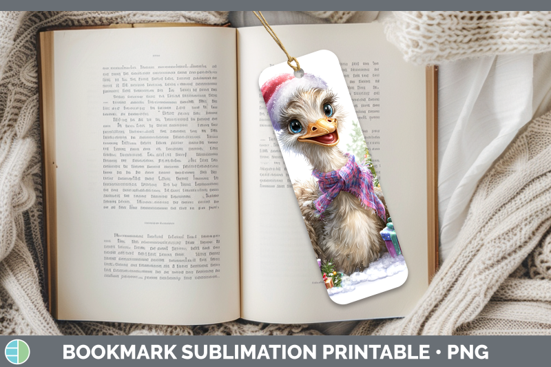 ostrich-bookmark-farm-christmas-santa-sublimation-printable