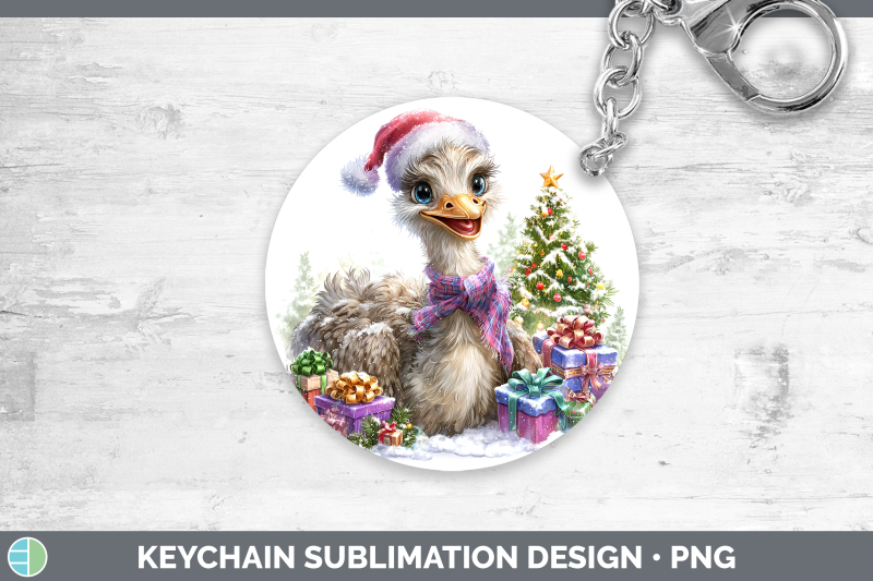 ostrich-keychain-farm-christmas-santa-sublimation-keyring-de