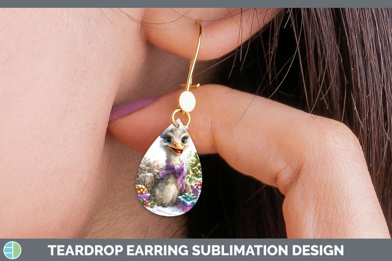 ostrich-teardrop-earrings-farm-christmas-santa-sublimation-e