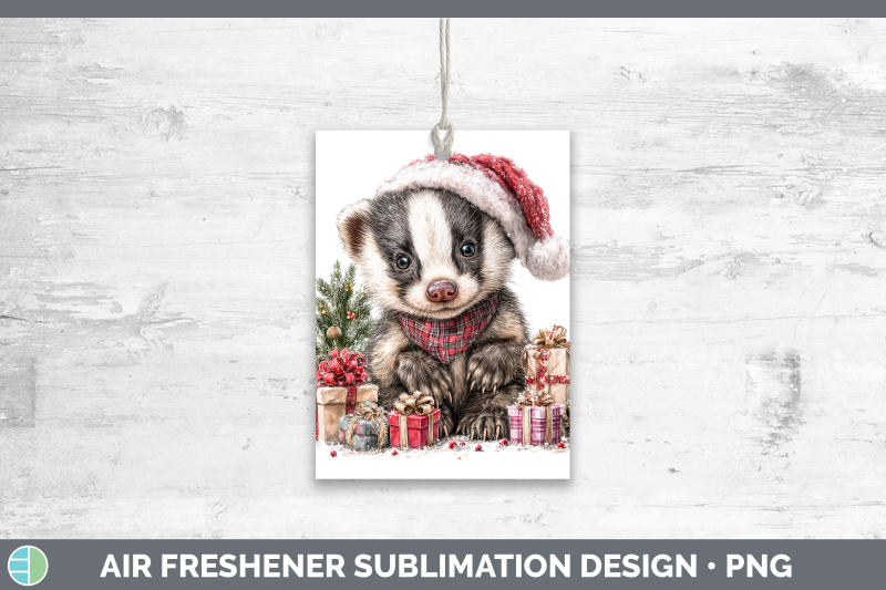 badger-air-freshener-woodland-christmas-santa-sublimation-ca
