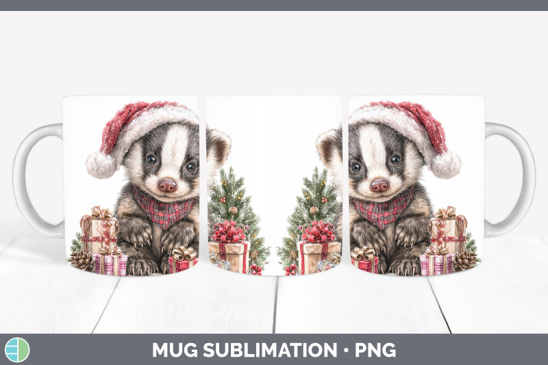 badger-mug-wrap-woodland-christmas-santa-sublimation-coffee