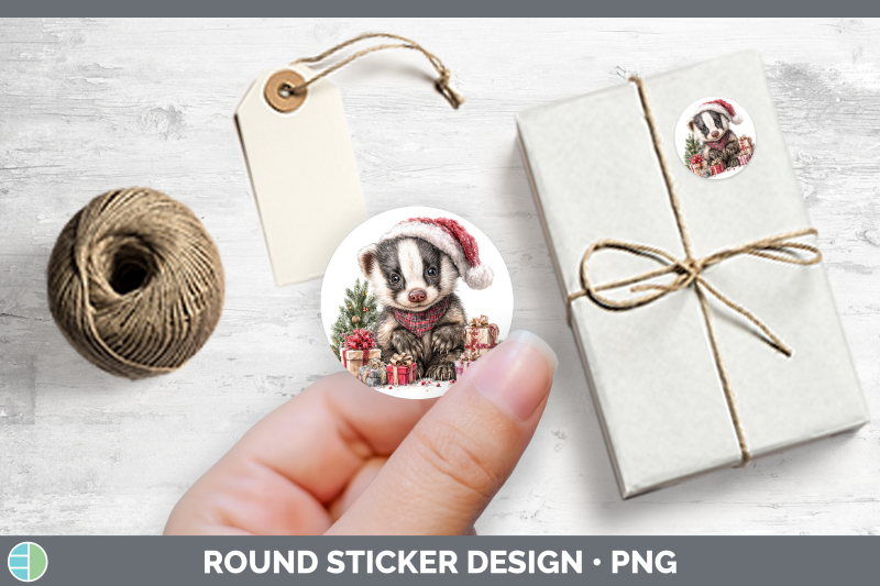 woodland-christmas-santa-badger-stickers-round-labels-desi