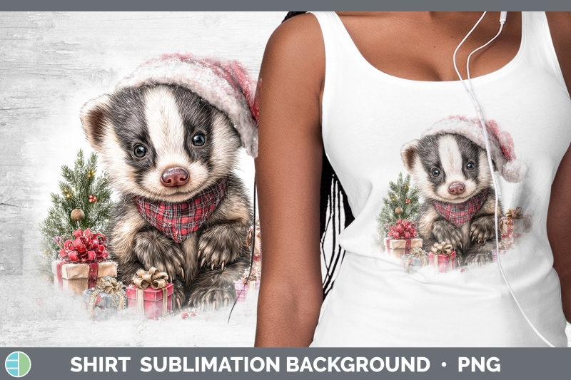 badger-shirt-woodland-christmas-santa-sublimation-background