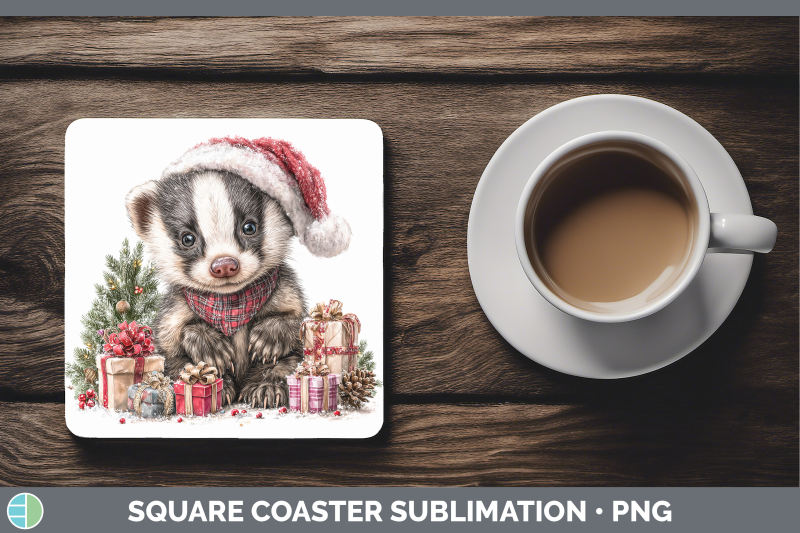 badger-square-coaster-woodland-christmas-santa-sublimation-d