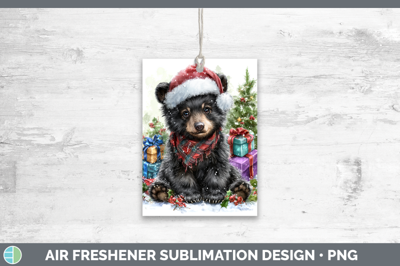 black-bear-air-freshener-woodland-christmas-santa-sublimatio