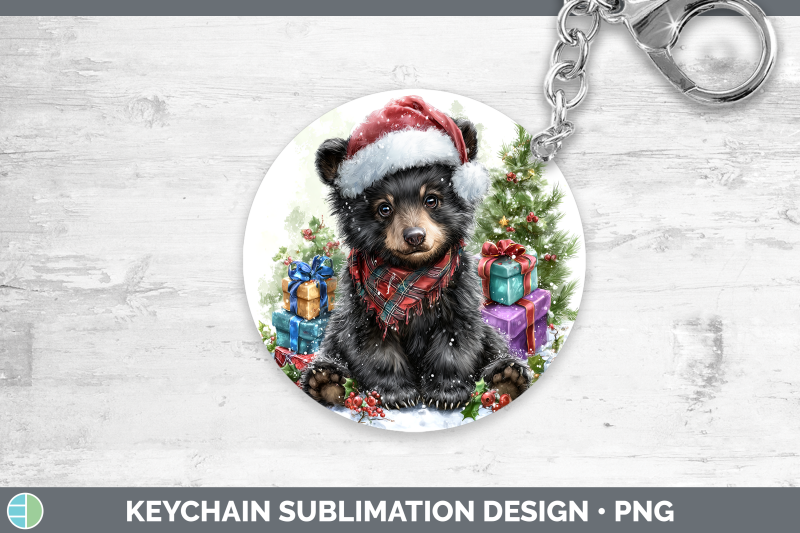 black-bear-keychain-woodland-christmas-santa-sublimation-key