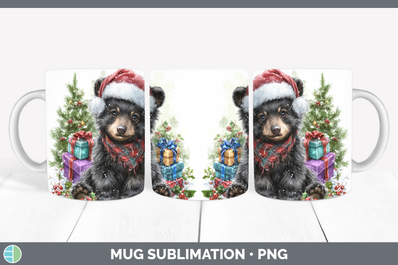 black-bear-mug-wrap-woodland-christmas-santa-sublimation-cof