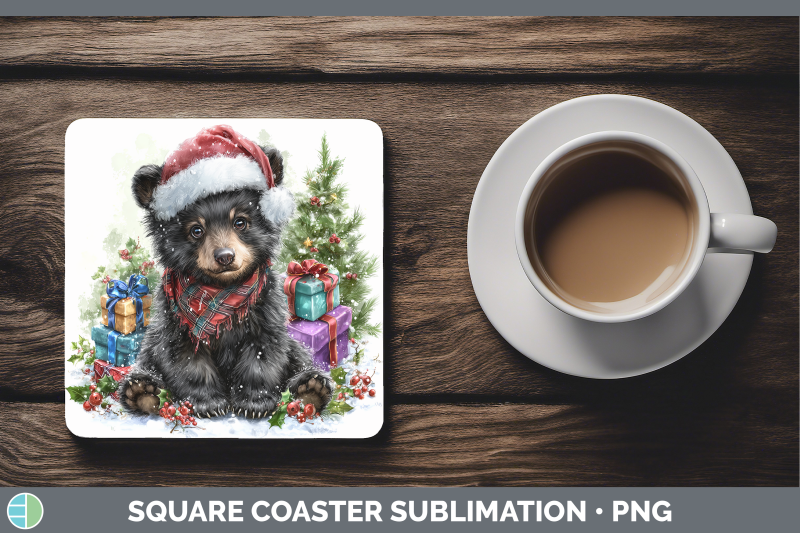 black-bear-square-coaster-woodland-christmas-santa-sublimati