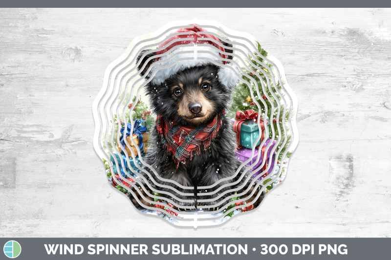 black-bear-wind-spinner-woodland-christmas-santa-sublimation