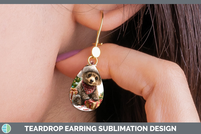 grizzly-bear-teardrop-earrings-woodland-christmas-santa-subl