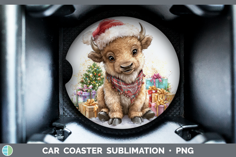 bison-car-coaster-woodland-christmas-santa-sublimation-drink