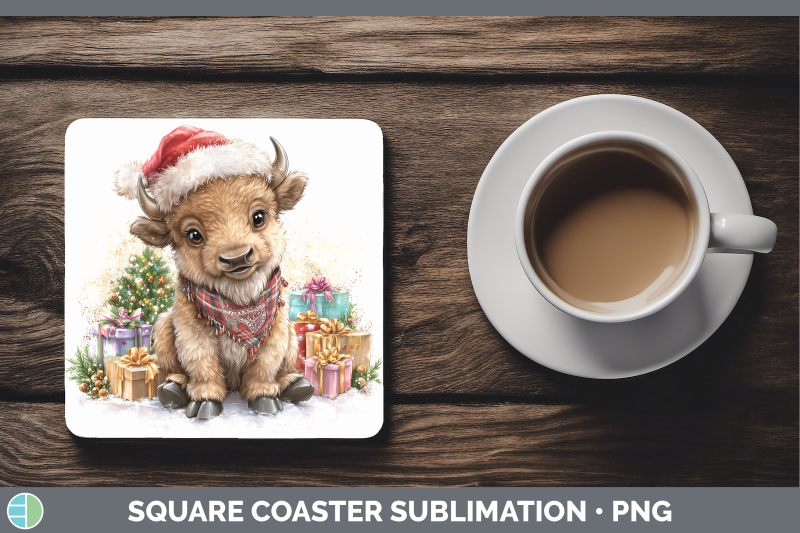 bison-square-coaster-woodland-christmas-santa-sublimation-dr