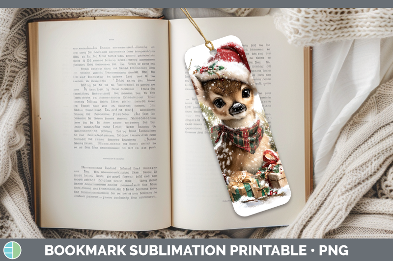 deer-bookmark-woodland-christmas-santa-sublimation-printable