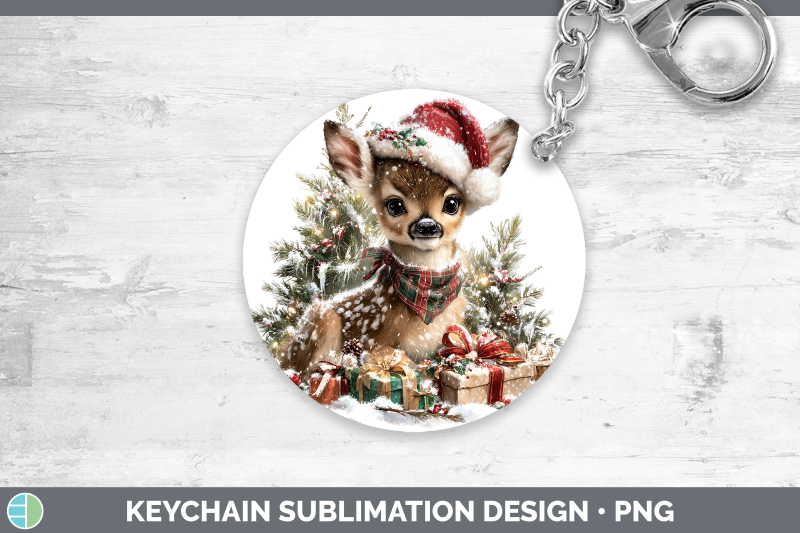 deer-keychain-woodland-christmas-santa-sublimation-keyring-d