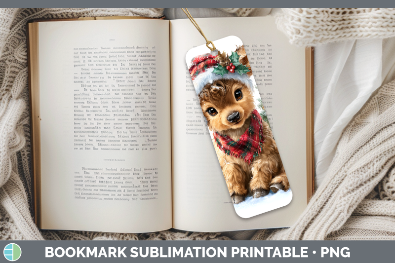 elk-bookmark-woodland-christmas-santa-sublimation-printable