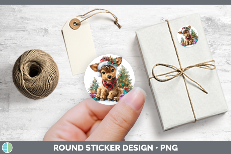woodland-christmas-santa-elk-stickers-round-labels-designs