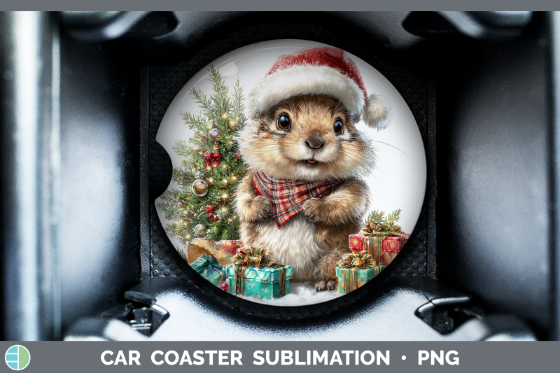 groundhog-car-coaster-woodland-christmas-santa-sublimation-d