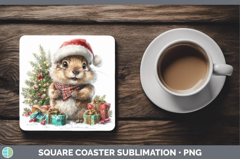 groundhog-square-coaster-woodland-christmas-santa-sublimatio
