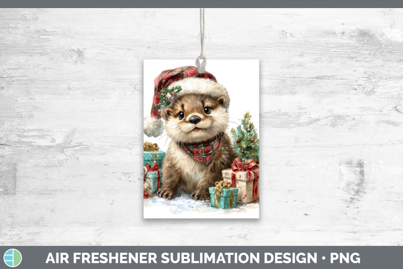 otter-air-freshener-woodland-christmas-santa-sublimation-car