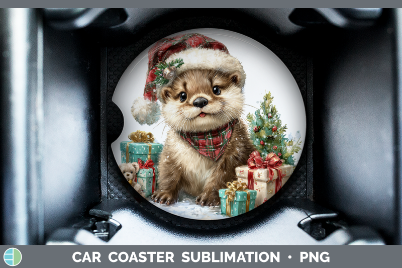 otter-car-coaster-woodland-christmas-santa-sublimation-drink