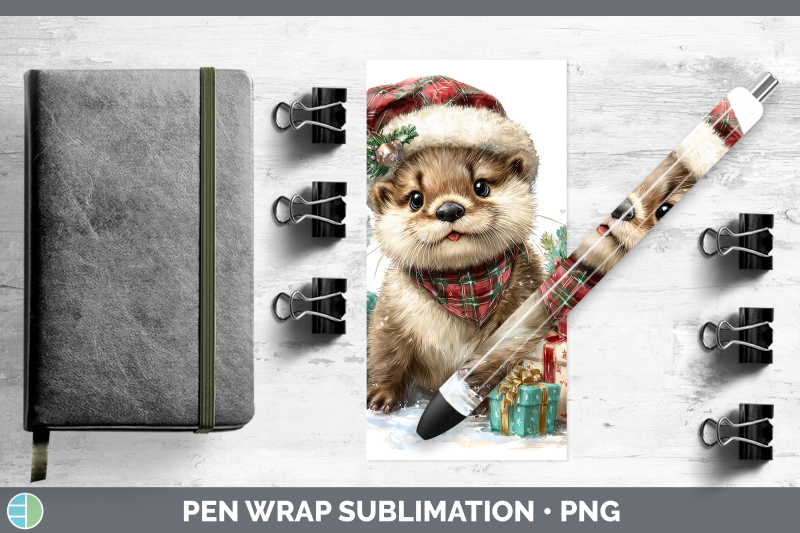 otter-pen-wrap-woodland-christmas-santa-sublimation-pen-desi