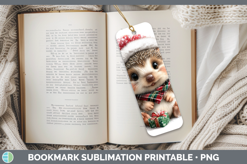 porcupine-bookmark-woodland-christmas-santa-sublimation-prin